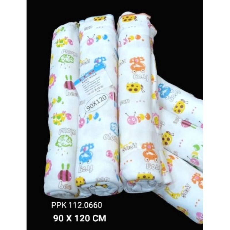 Bedong bayi katun kaos 120×90cm isi 3pcs motif animal Best Quality / Alas Ompol bayi