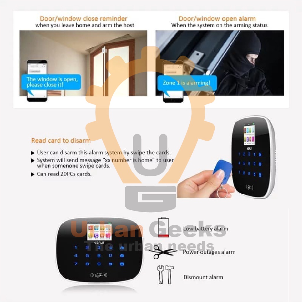 Home Alarm System Sensor Rumah Wifi KERUI G19 Set GSM RFID