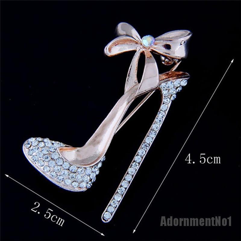 (Adornmentno1) Bros Pin Sepatu High Heels Hias Kristal Berlian Imitasi Aksesoris Dress / Scarf Wanita