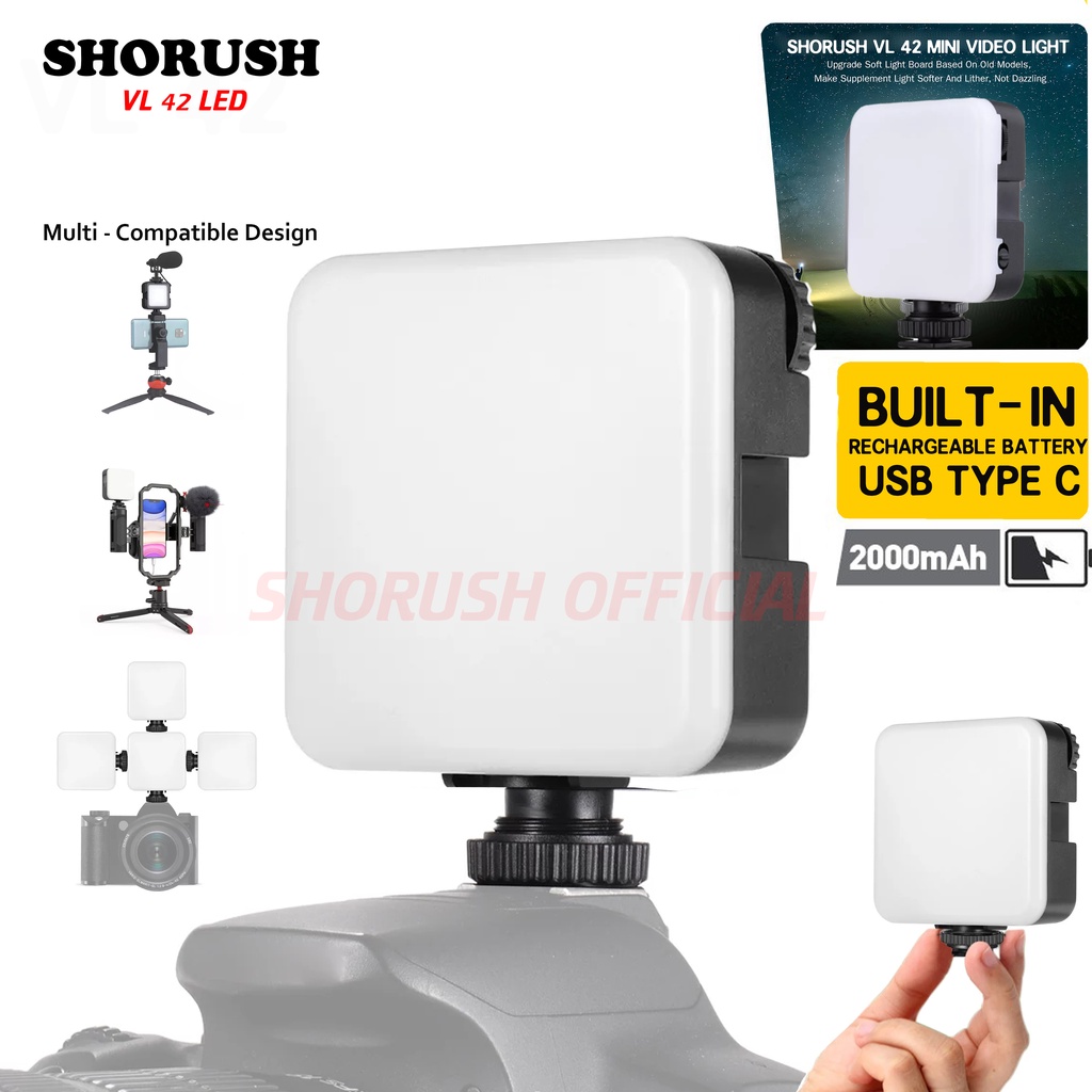 SHORUSH Video Lighting VL42 42 LED Lampu Studio Foto Smartphone HP Vlog Camera Mirorrless