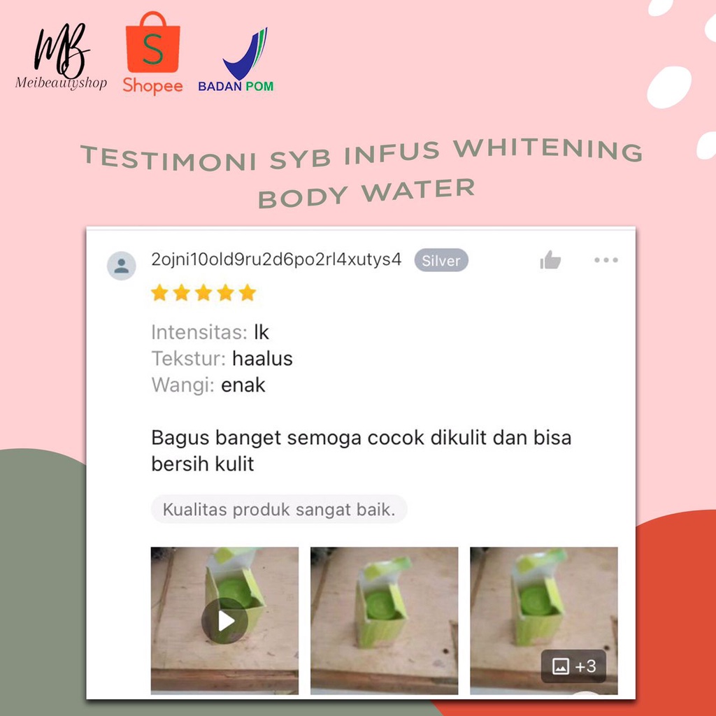 SYB Infus Whitening Body Water Bibit Pemutih Ori BPOM