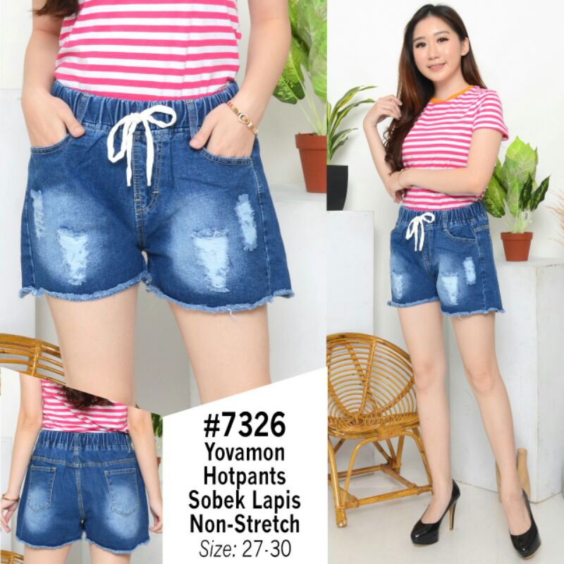 HP YOVAMON PINGGANG KARET SOBEK JEANS 7326