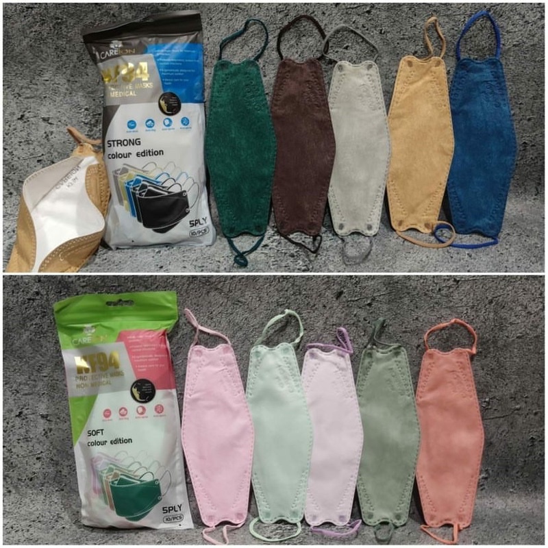 MASKER KF94 CAREION MIX WARNA SOFT STRONG 1PACK ISI 10PCS TERMURAH