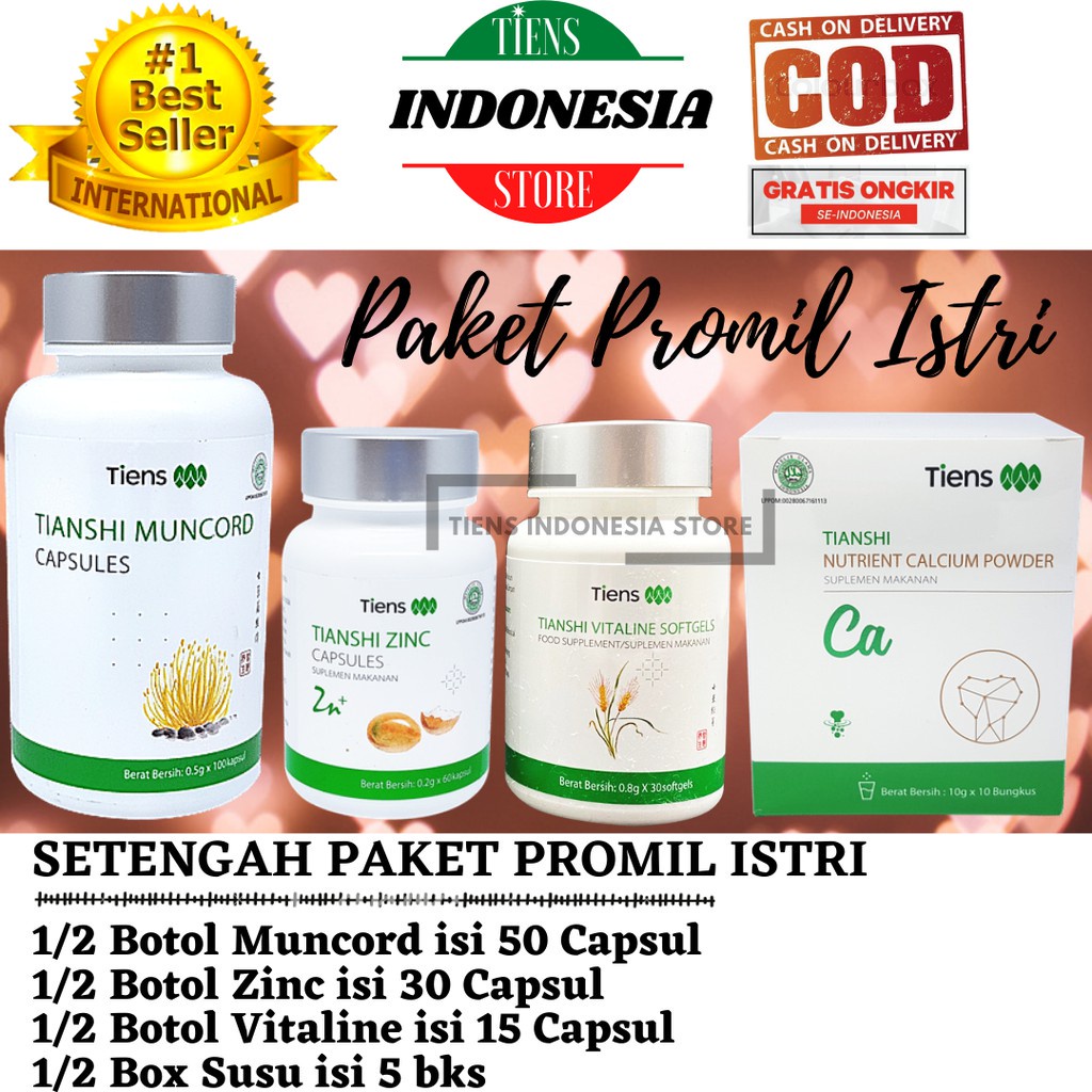 PROMIL SUAMI & ISTRI TIENS | PAKET LENGKAP VULCANO 2 | SUSU KALSIUM NHCP + VITALINE + ZINC + MUNCORD
