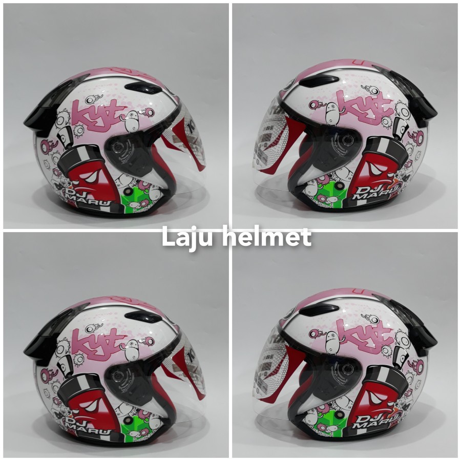 helm kyt dj maru motif #5 white pink