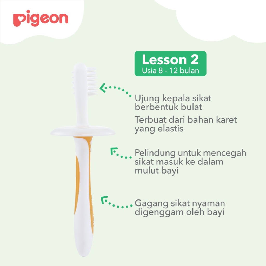 Pigeon Baby Training Toothbrush Lesson 2 Orange Sikat Gigi Bayi Tahap 2