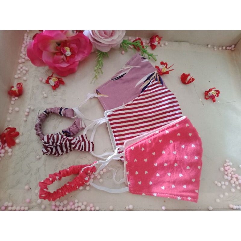 masker hijab plus konektor 2 lapis kain katun