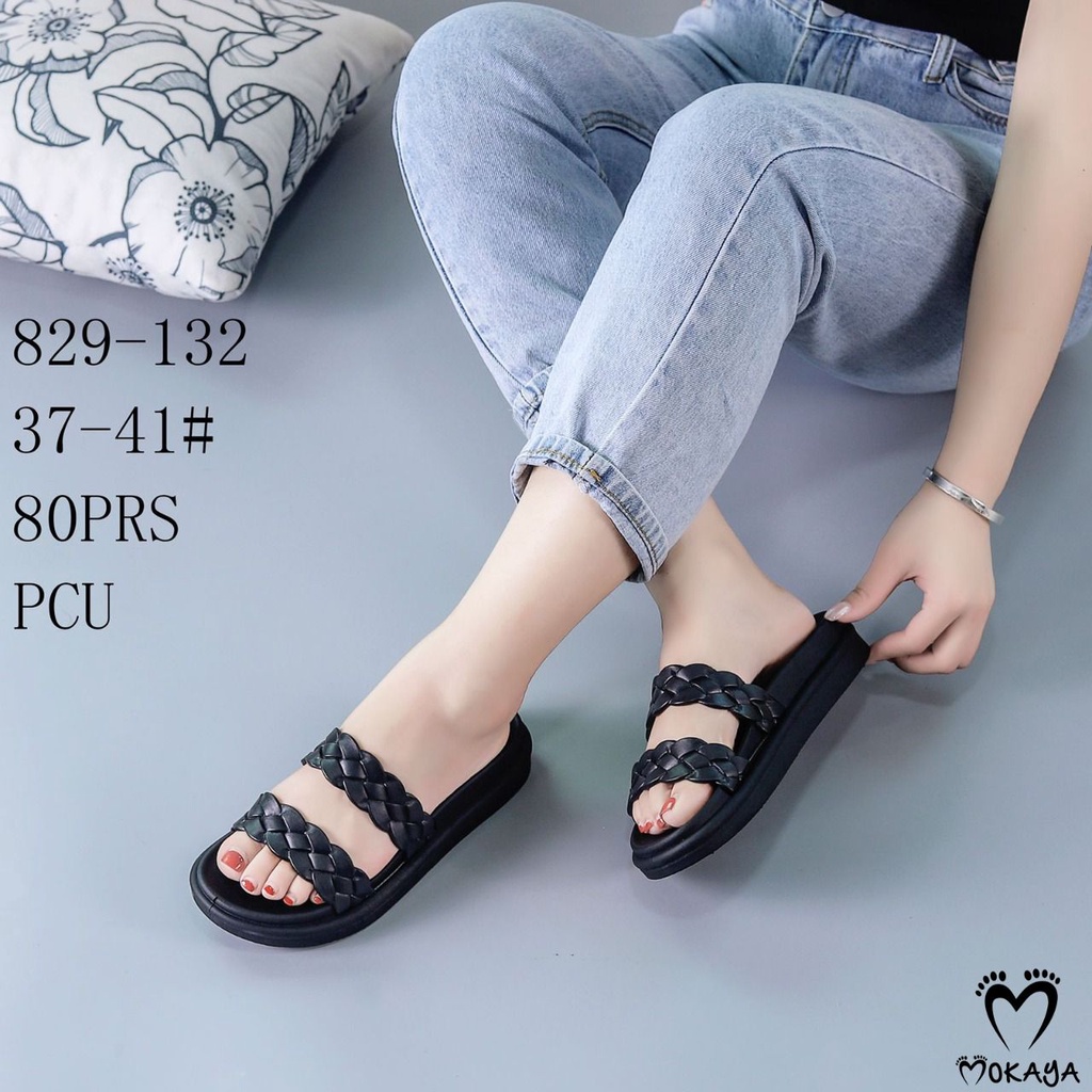 Sandal Slop Jelly Wanita Ban 2 Kepang Besar Super Cantik Keren  Elegant Import Mokaya / Size 37-41 (829-134/829-B61)