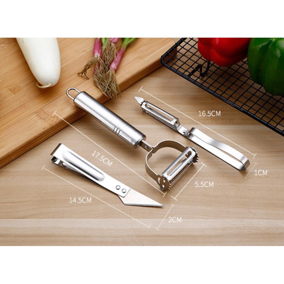 UNNISO -  Pisau Peeler Stainless Pengupas Kulit Buah Dan Sayur 1 Set isi 3 Pc