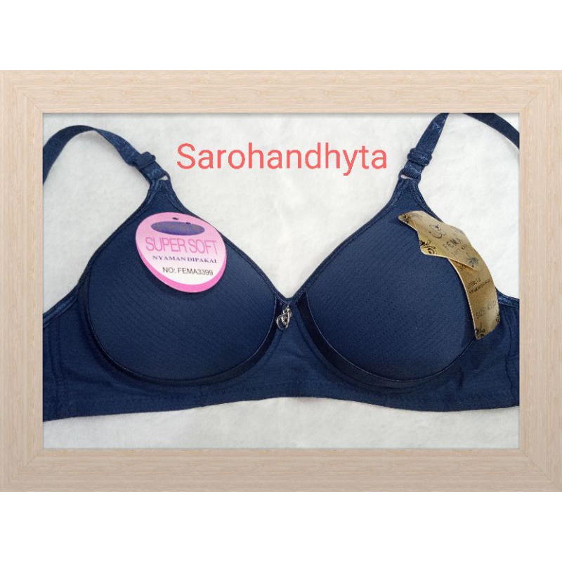Ecer Bra Wanita 3399 Fema Pengait 2 Motif Salur Lis Bawah Tanpa Kawat, katun Import Termurah