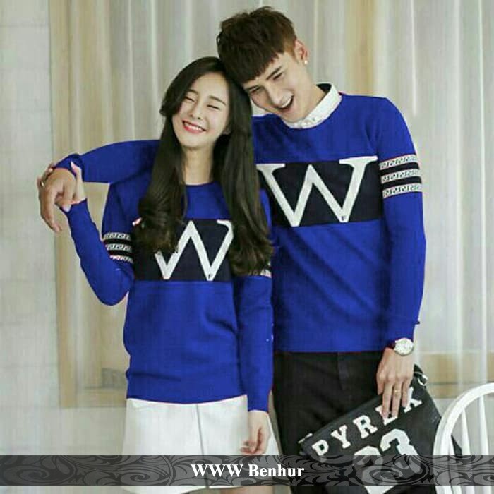 Sweater Couple Warna Biru Baju Kapel Lengan Panjang Pasangan Terkini Www Benhur Shopee Indonesia