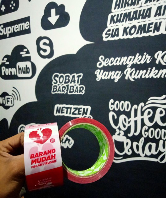 Lakban Fragile Mascot | Jangan Dibanting | Handle With Care | Anti Patah Hati 48mm X 60yard