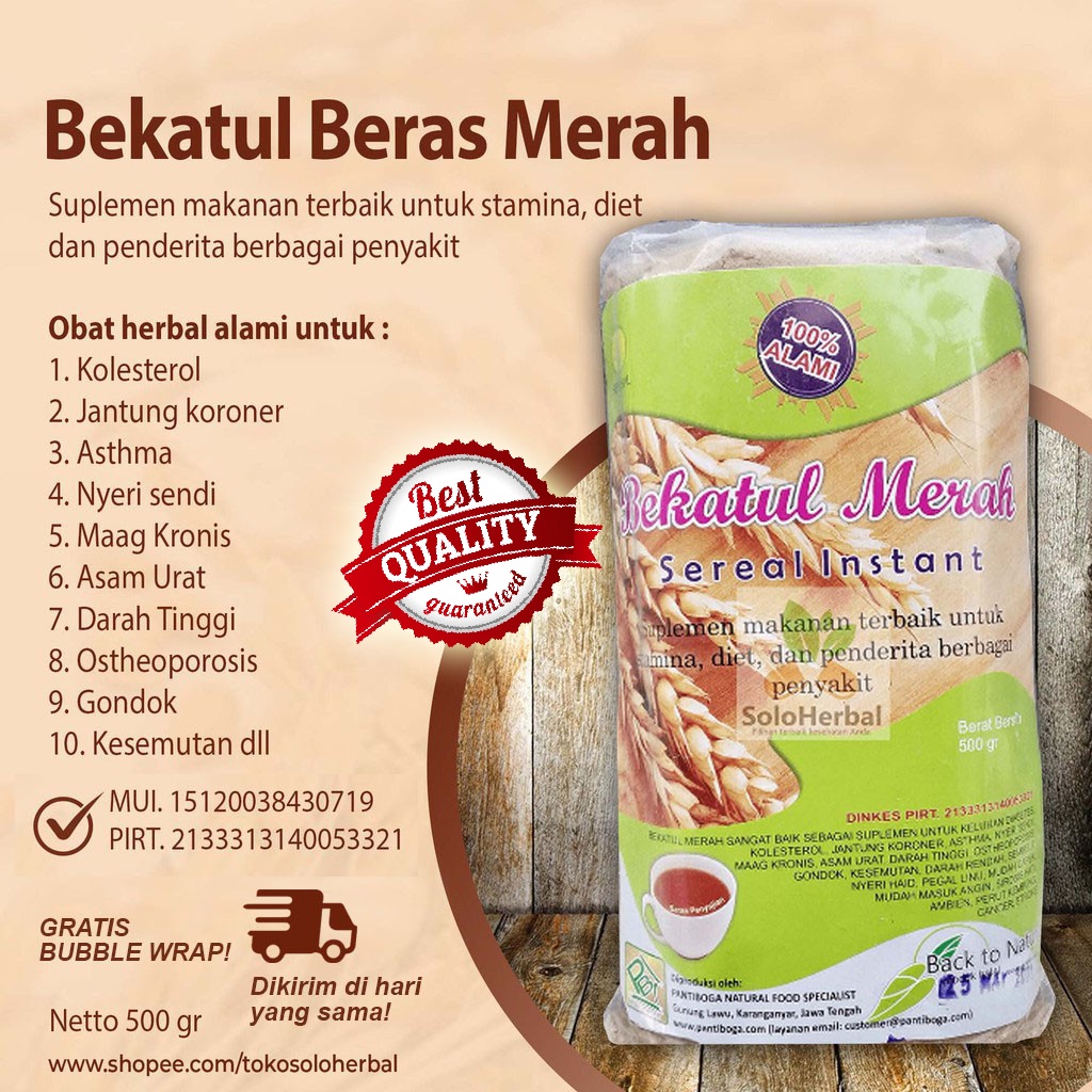 

BEKATUL MERAH ISI 500gr - BEKATUL BERAS MERAH ORIGINAL 100%