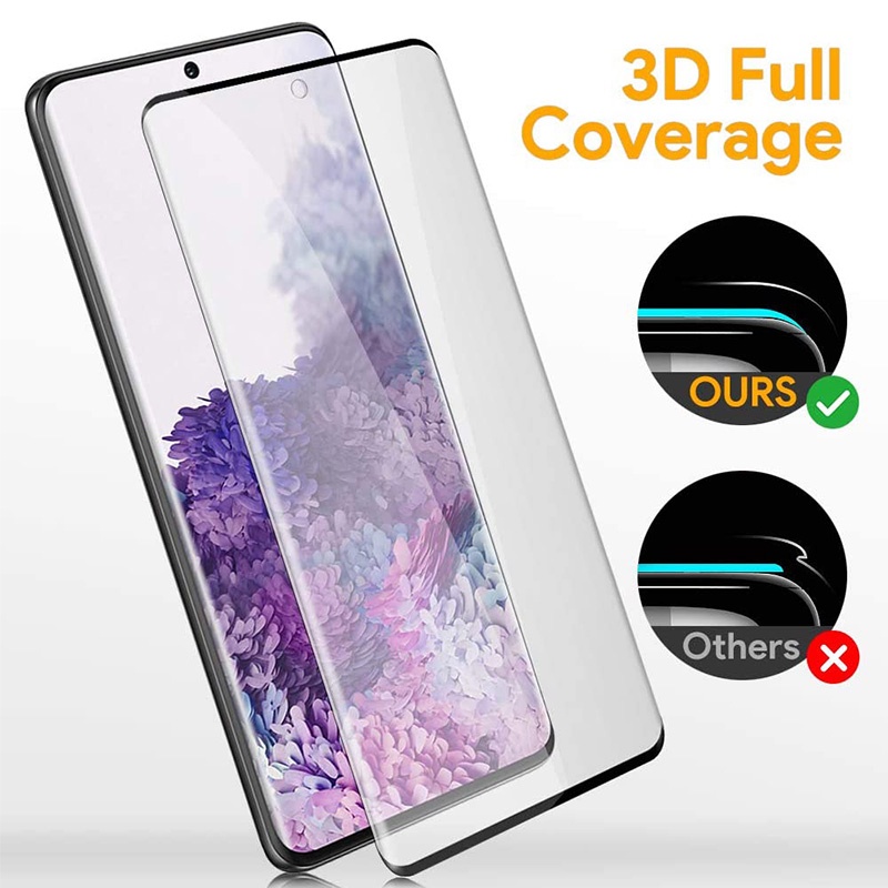 Tempered Glass Full List Black 3D Curved Samsung Galaxy S20 Ultra Anti Gores Kaca Full Cover Premium Quality