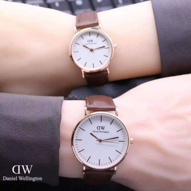 Jam tangan couple tali kulit / jam couplean cewek cowok unisex by zellshop