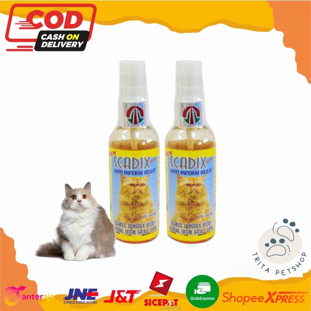 SCADIX CAT SPRAY 60ml Obat Scabies Kucing Semprot Obat Anti Infeksi Kulit Kucing Gatal Koreng Scabie
