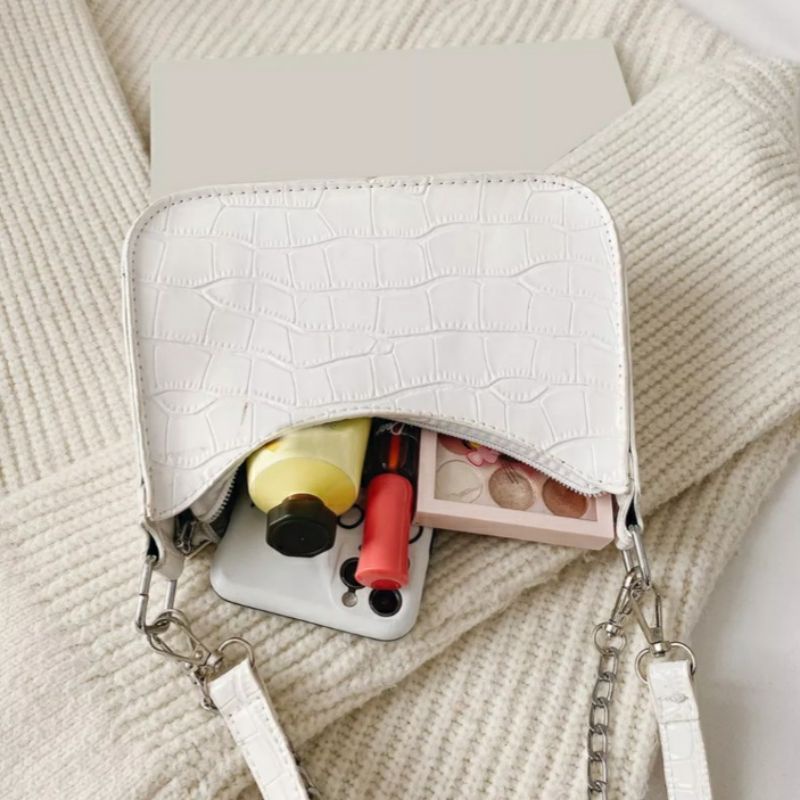 dem_sare - GDS011 AMIRA Tas Wanita Shoulder Bag Tas Selempang Bahu Wanita tali Rantai Motif Croco