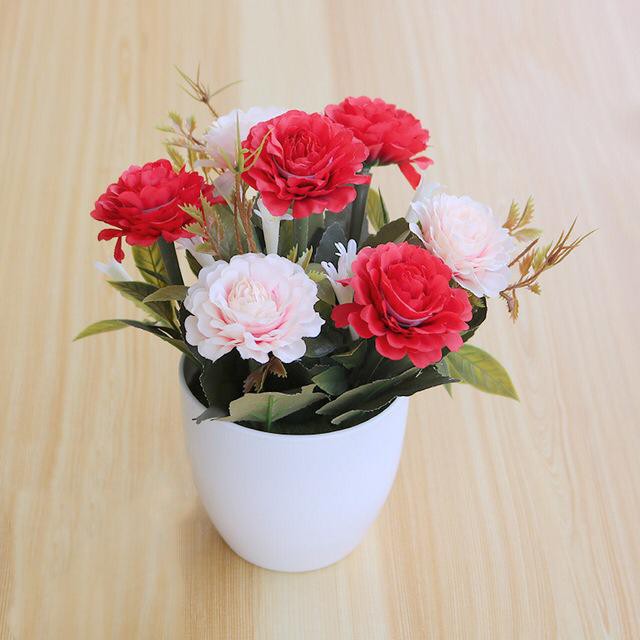 COD BUNGA PLASTIK BUNGA PAJANGAN IMITASI BUNGA ARTIFISIAL BUNGA MAWAR PEONY TANAMAN HIAS BP8838-MERAH