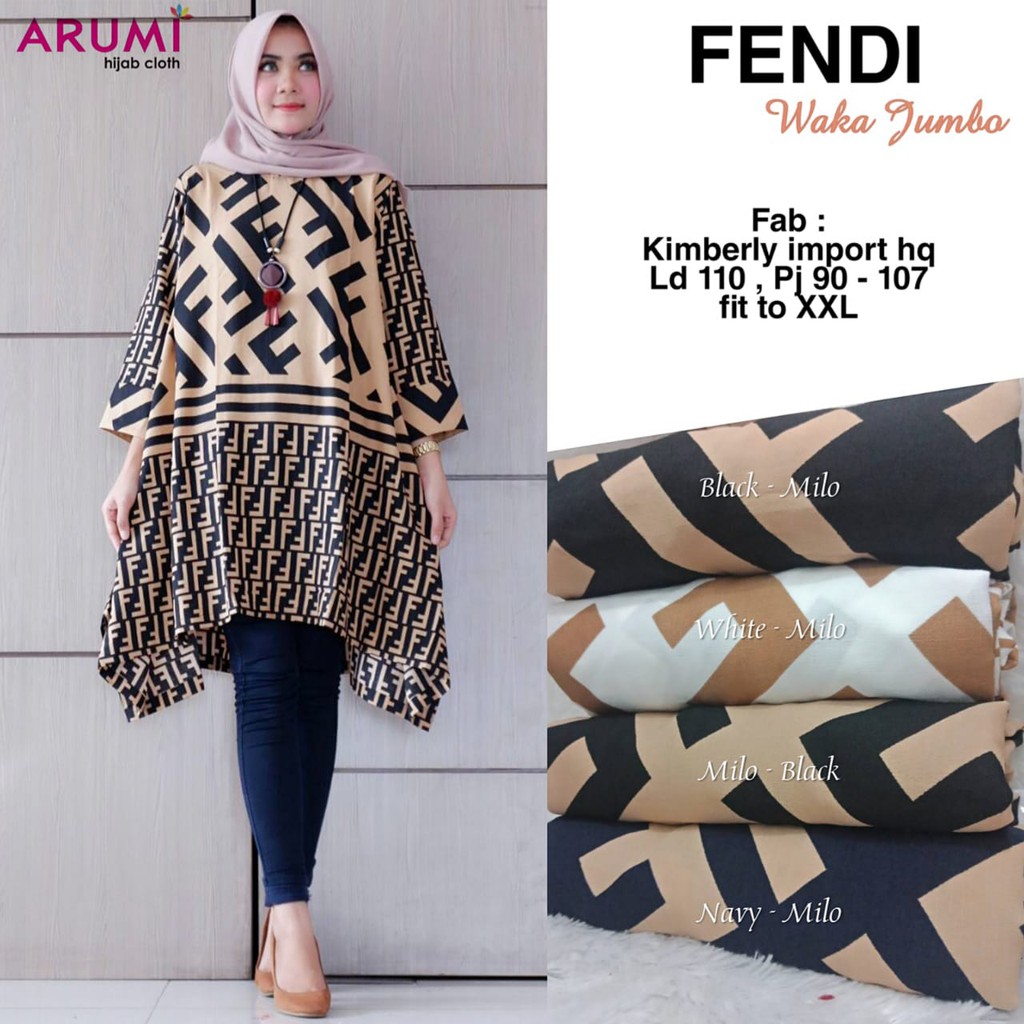 Tunik Fendi Jumbo 6warna Toska Abu Birumuda Pink Navy Maroon Baju