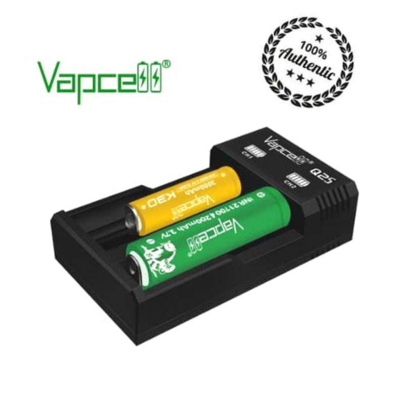 Authentic VAPCELL Q2S Battery Charger 2slot 18650 21700 dll