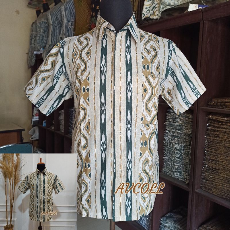 BAJU BATIK WANITA MODERN MONALISA GENES M,L,XL asli PEKALONGAN-Hem songket gold