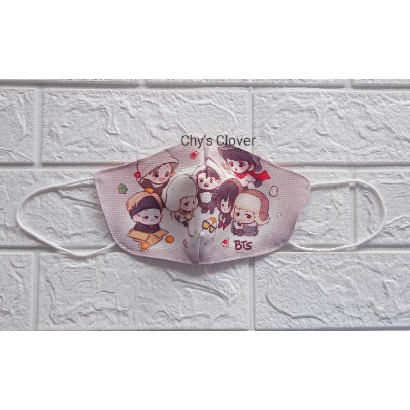 Chy's Clover - Masker Wajah Handmade Face Mask 2 lapis Non Medis BTS Tiny Tan Army SKU  19011