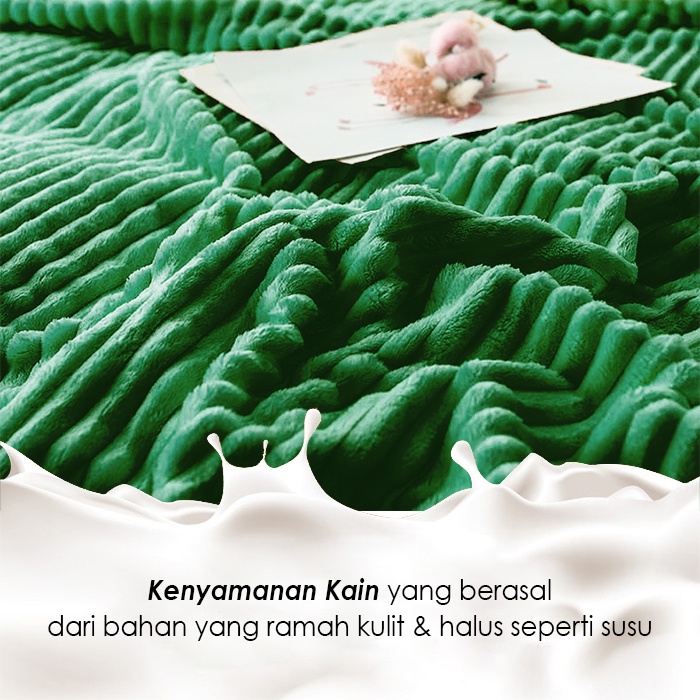 Selimut Bulu Salur Tebal Super Lembut King Bed Ukuran 180x200cm Serat Polyester Premium Perlengkapan Tidur Rumah Tangga Import Terbaru - FD-1100 - 88 Blanketstore