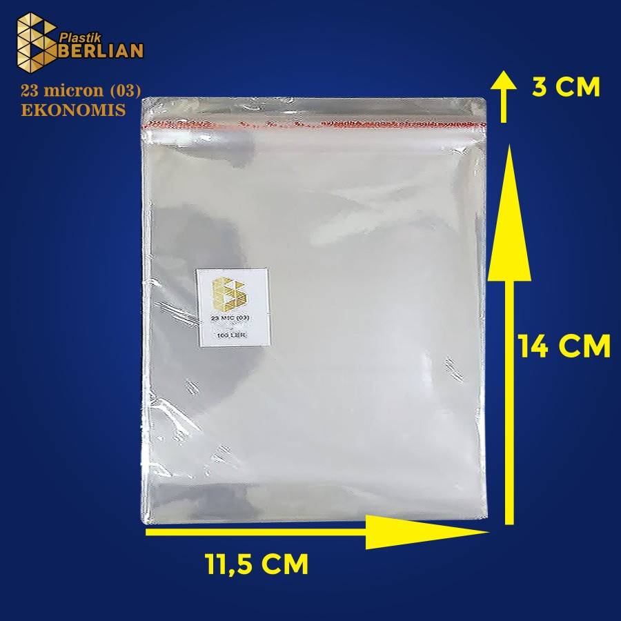 

11,5 x 14 cm Plastik OPP EKONOMIS 23micron (100 lbr) (lem/seal)