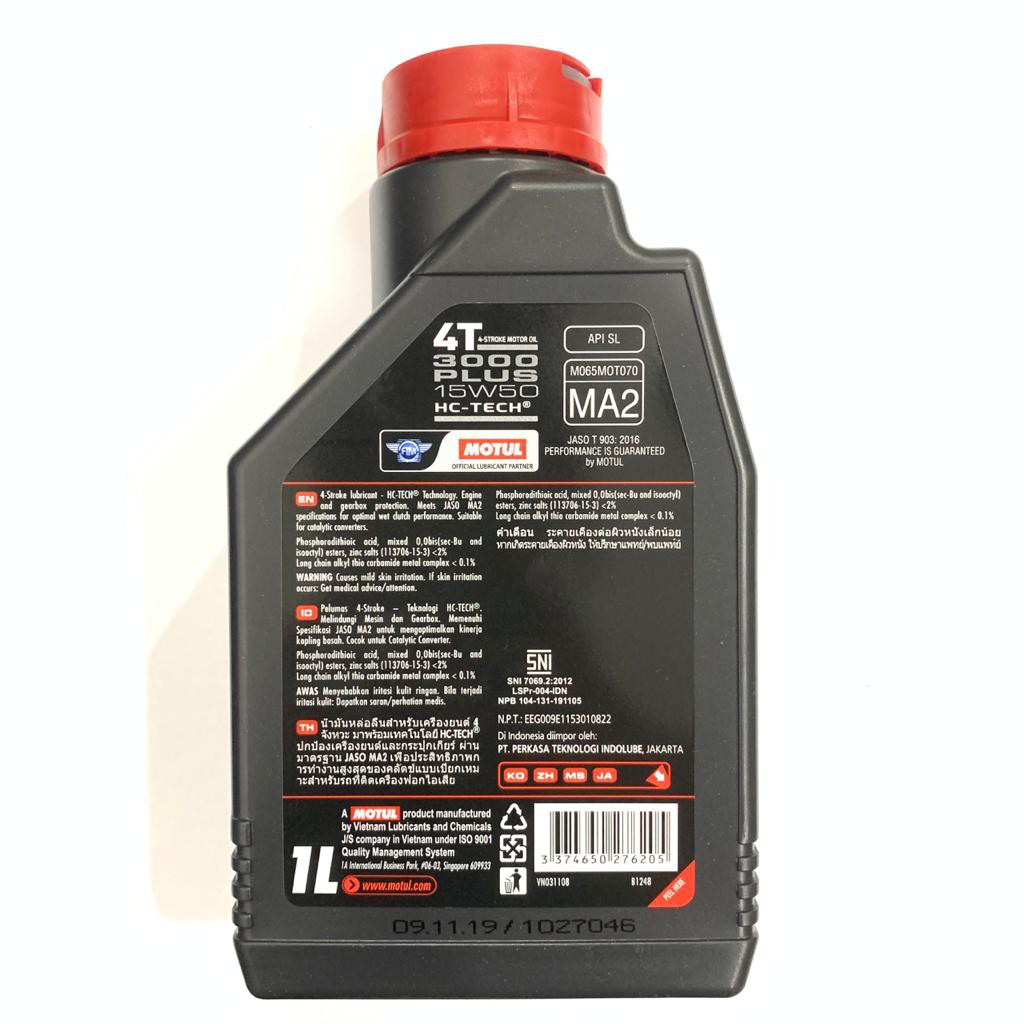 OLI MOTUL 3000 PLUS 4T 15W50 1LITER SATRIA FU MX SONIC CS1 HC-TECH MA2