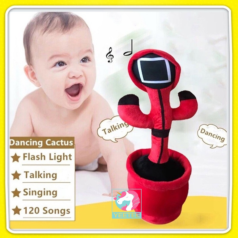 Grosir✅Dancing Cactus Toy Squid Game Red Electric Dancing Squid Repeat What You Say Toy YEETEE With Light Effects 120 Songs for Age 3 And Up Kids Gifts