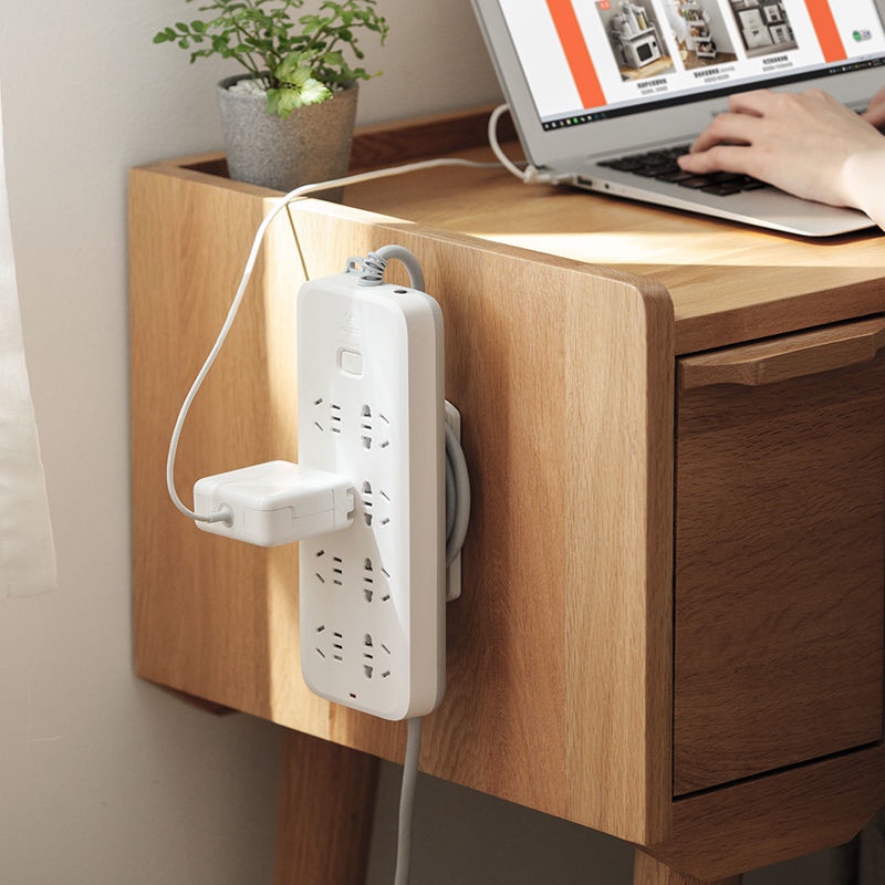 Wall Mounted Self-adhesive Punch Free Power Strip Socket Storage Hanger /Extension Cord Plug Socket Manager with Winder