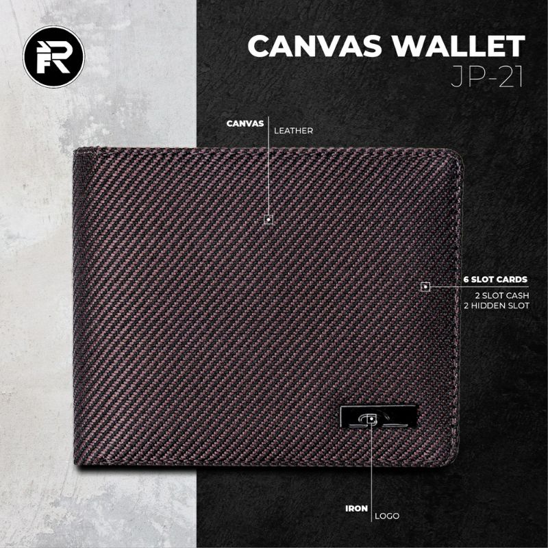 JFR Fashion Dompet Pria Bahan Kulit Canvas JP21 Brown-2