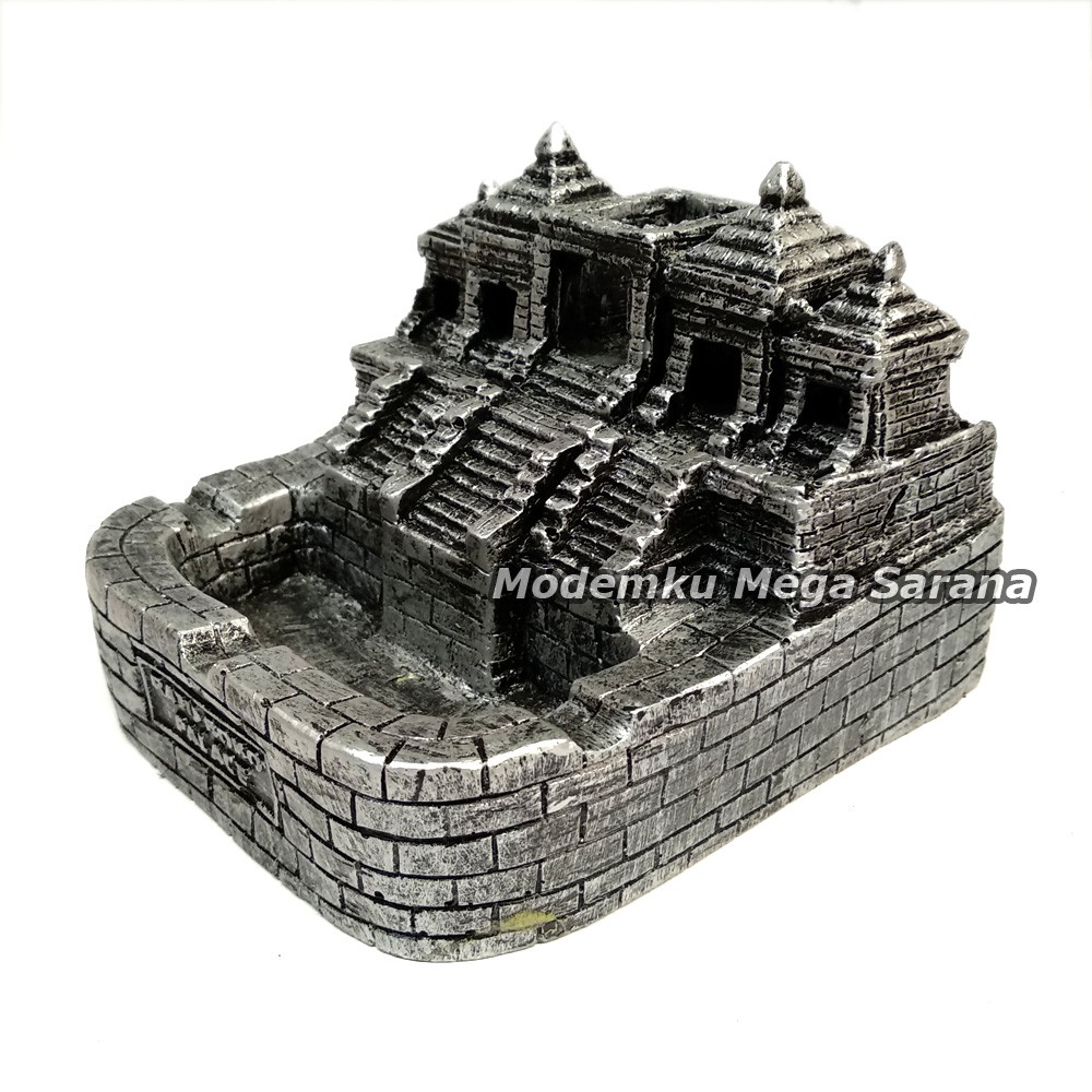 Asbak Jogja Miniatur Candi Ratu Boko 10x11x9 cm Fiberglass - Silver