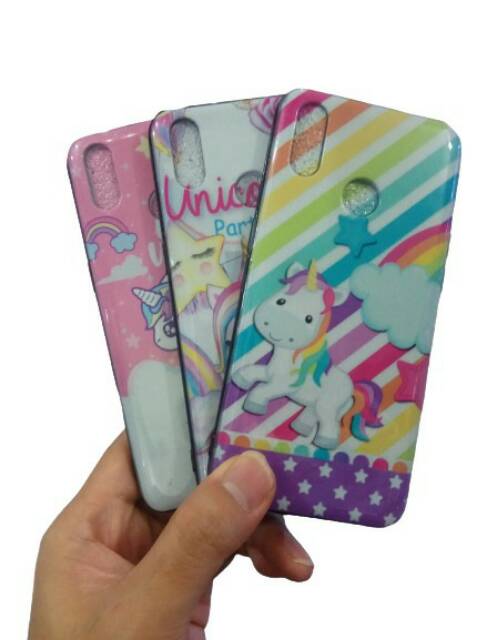 CASE FUZE GLASS UNICORN + IRING LOVE REALME C2 C3 5 5i 3 PRO 6 PRO