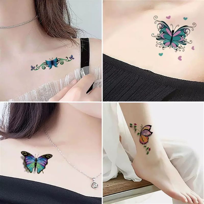 Tatto Temporer kupu kupu Temporary tattoo tahan air / tato fake tato / tatto palsu / tatto bunga keren