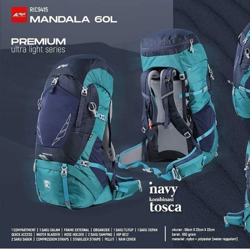 Tas Gunung Carier Premium Mandala 60L Arei - rei mandala 60L - tas gunung arei mandala 60L