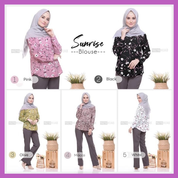 BLOUSE SUNRISE Monalisa Kemeja Atasan Wanita Motif Bunga Kekinian Terbaru Kekinian Lengan Panjang