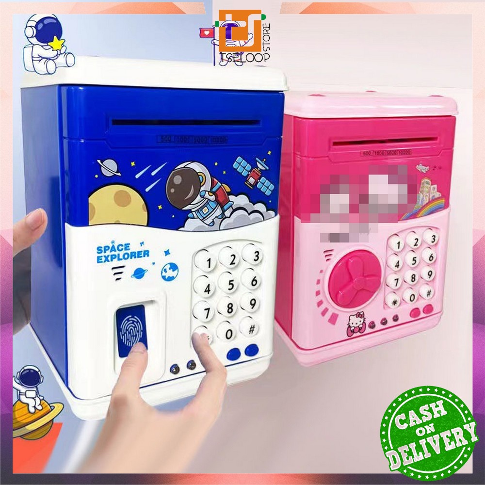 OFM-M278 Celengan Mainan ATM Brankas Karakter Astronot Fingerprint Bank Mesin / Celengan Kode Simpan
