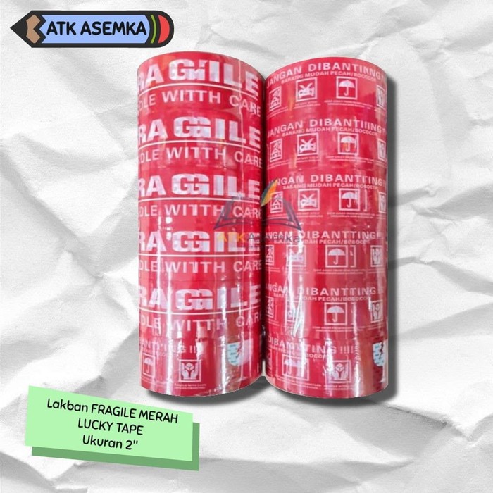 

LAKBAN FRAGILE MERAH LUCKY TAPE BUKAN DAIMARU 2" SOLASI MURAH Atk
