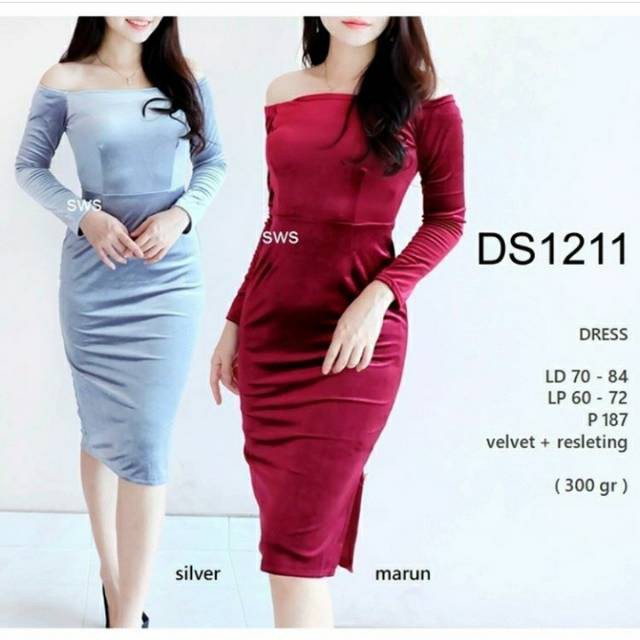 SELLO DRESS BLUDRU/DRESS VELVET/DRESS MIDI VELVET