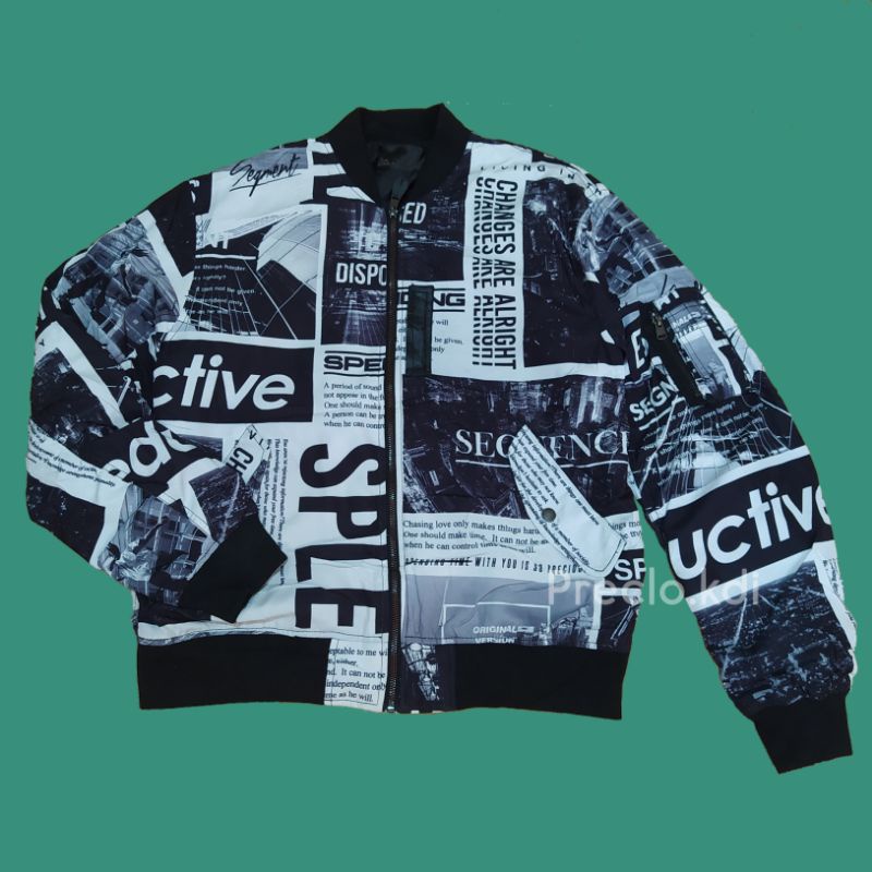 Rare B ONE SOUL FULL PRINT Newspaper Jacket Jaket Keren Fashionable