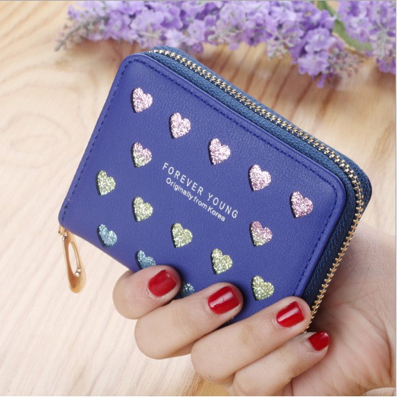 (6 WARNA) DOMPET PREMIUM Korea Love Glitter Laser Cut Lomenia LOD038