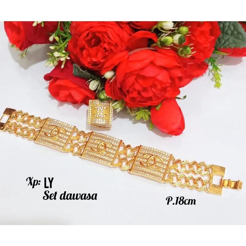 Gelang Fashion Rantai Doble plat logo brand permata zircon FREE CINCIN menawan, tidak karat *COD*