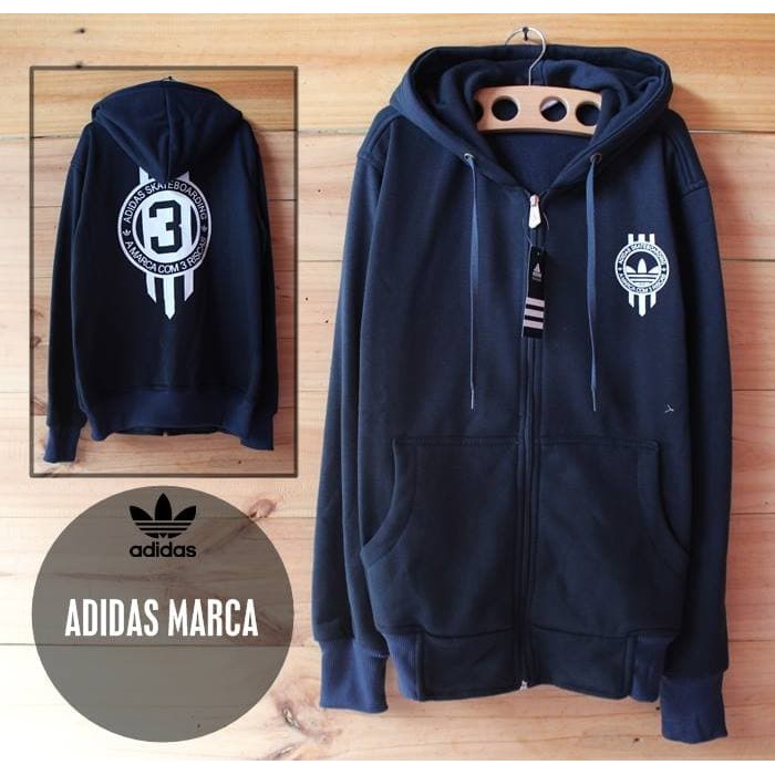 JAKET HOODIE ADIDAS MARKA BIRU NAVY PREMIUM