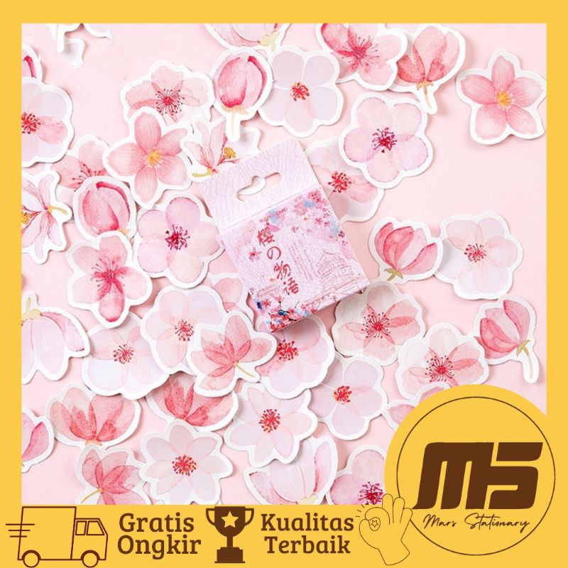 

[ 45 PCS ] Sticker Kawai Pink Sakura | Stiker Motif Bunga untuk Scrapbook Jurnal Diary DIY