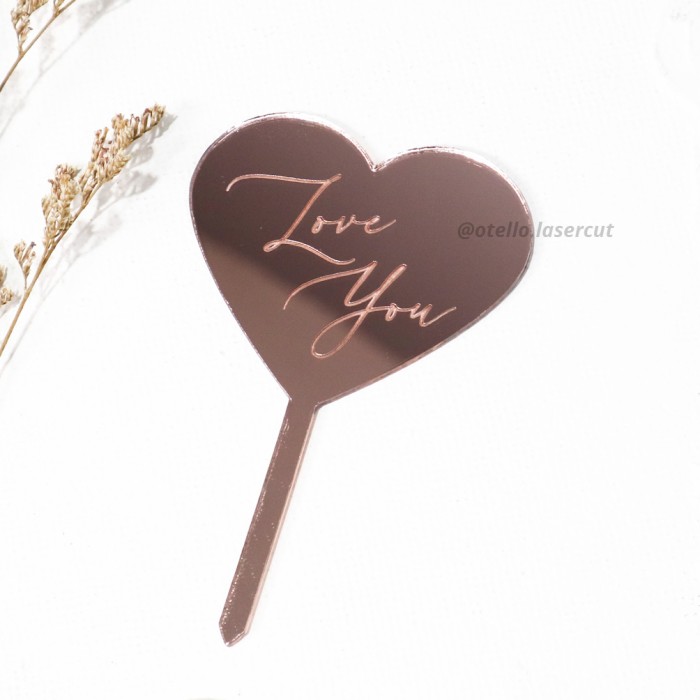 Cupcake Topper Kue Hati Mini Valentine Caketopper Kue Grafir Acrylic Hiasan Love Akrilik Heart Shape