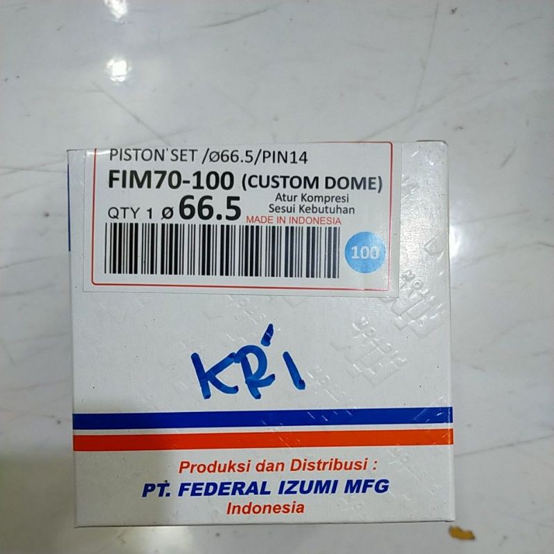 piston seher kit bore up FIM 70 diameter 65.5 66 66.5 67 67.5 68 mm pen pin 14 mm DOME MENTAH CUSTOM-OS 100 (66,5MM)