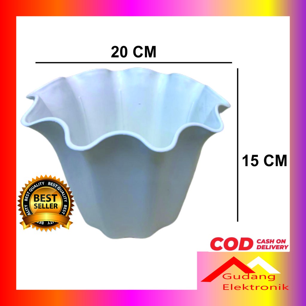 Pot Bunga Murah Warna Putih Primadona Ukuran 20 Sedang Bahan Plastik / Pot Tanaman Hias
