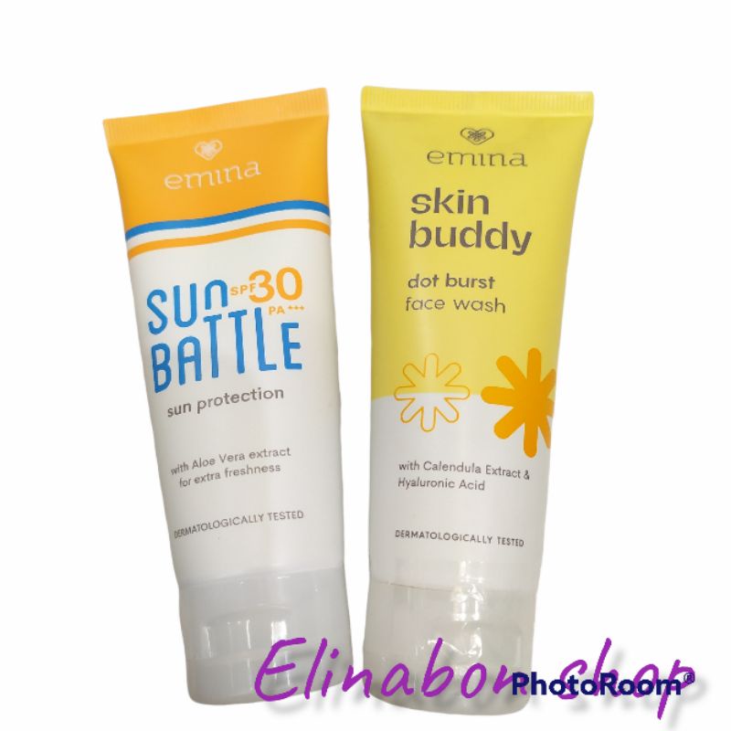 Emina paket sun protection &amp; dot burst face wash