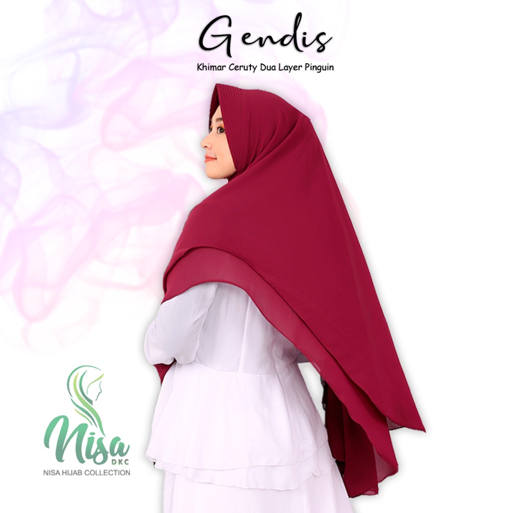 Khimar Livia Ceruty Dua Layer Gendis Hijab Syari 2Layer Bergo Jumbo Jahit Tepi [Nisadkc]